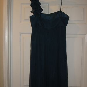 Amsale dark teal party dress
